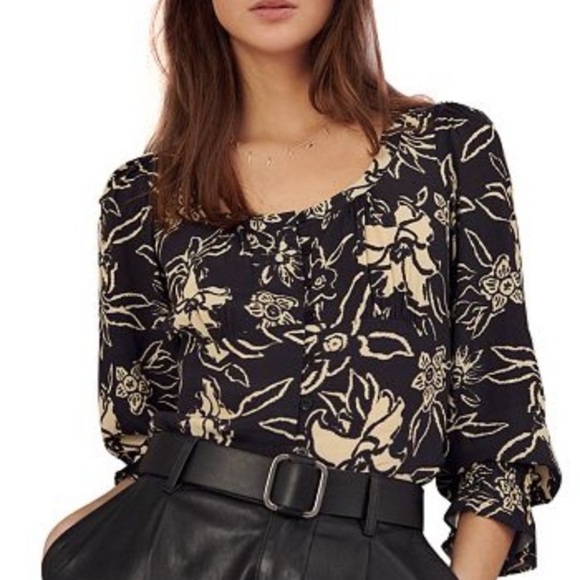 ba&sh Sessee Noir Black Floral Blouse - Picture 1 of 11